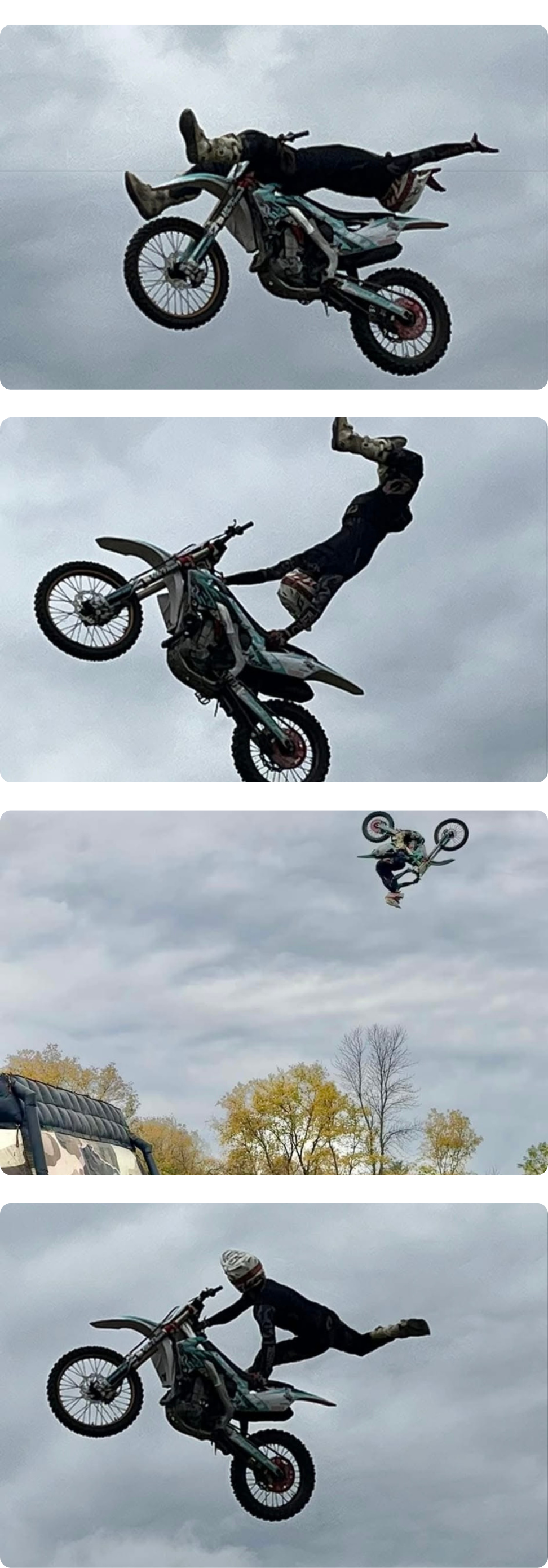 A collection of photographs capturing the thrilling atmosphere of FMX shows at Cavanaugh Carriages in Neenah, WI.