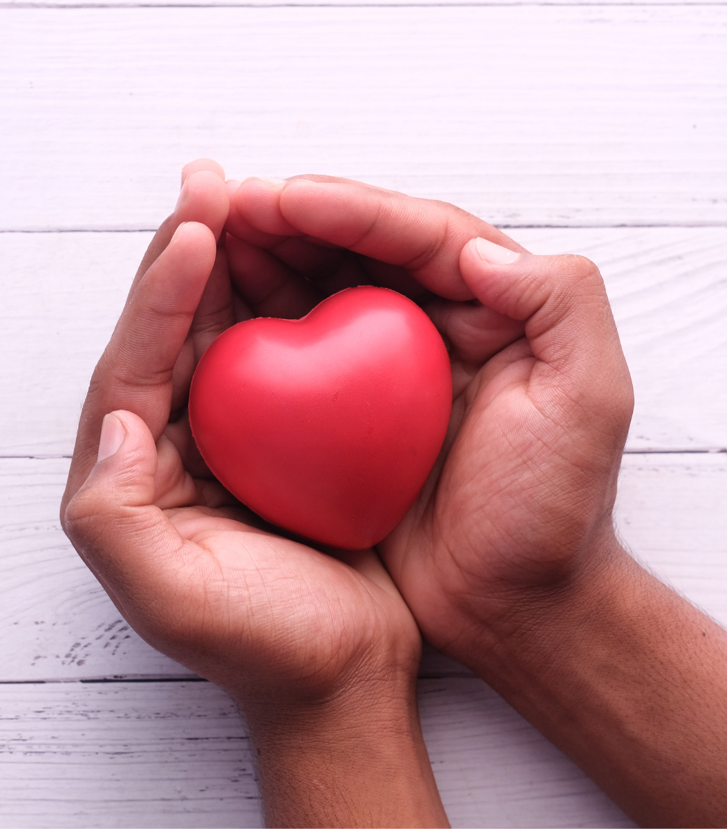 Hands gently holding a heart, symbolizing generosity and support for fundraising events hosted by Cavanaugh Carriages